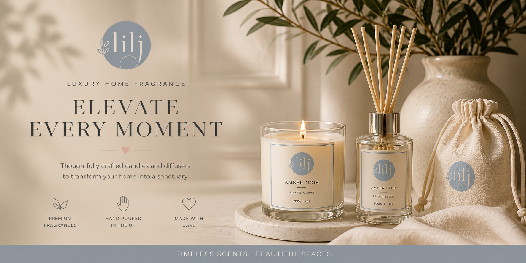 lilj candles styled in a beautiful home